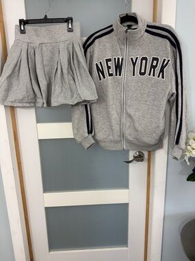 wild fable Gray New York Zip-Up Track Jacket XXS with skirt S
